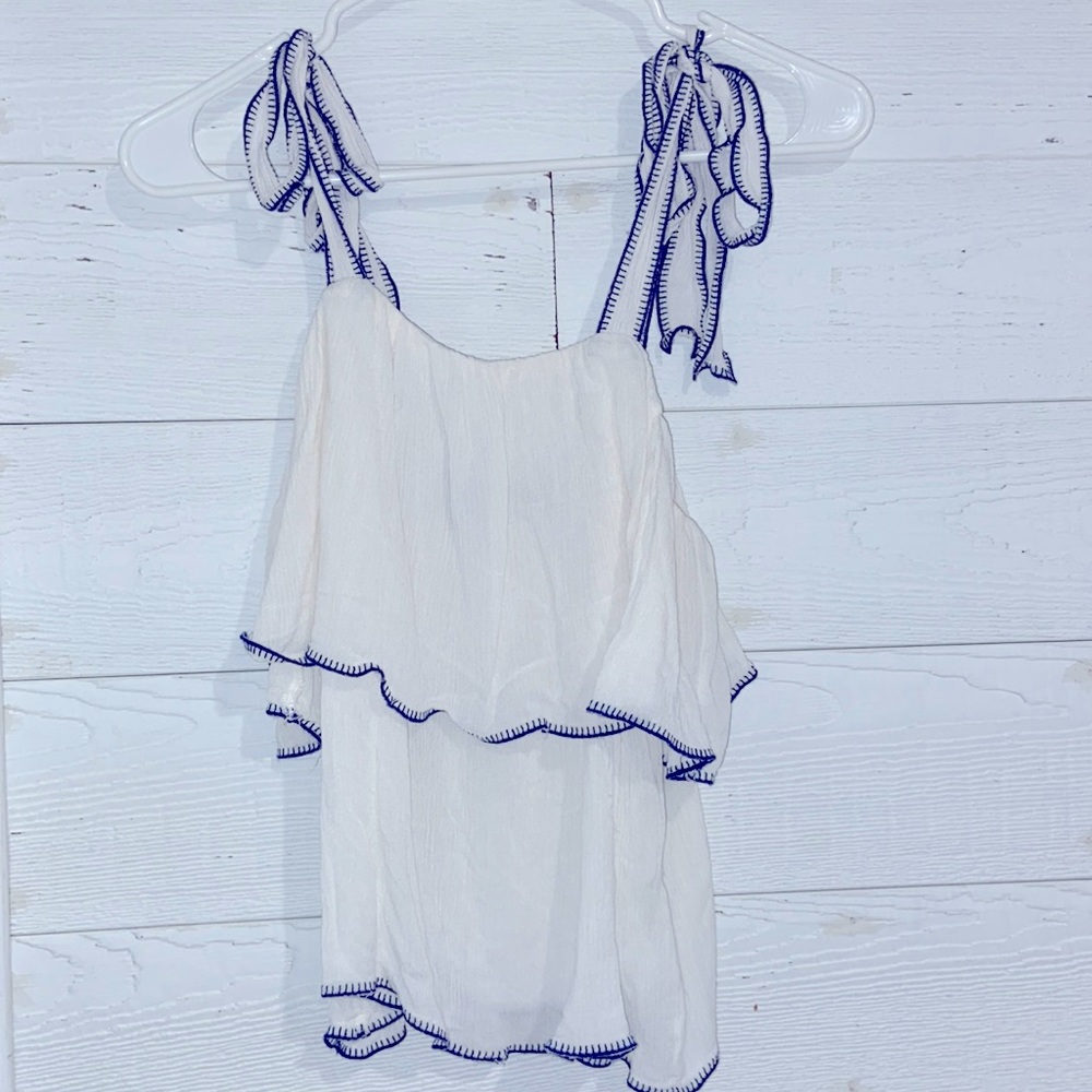Cream & Navy Tank Top
